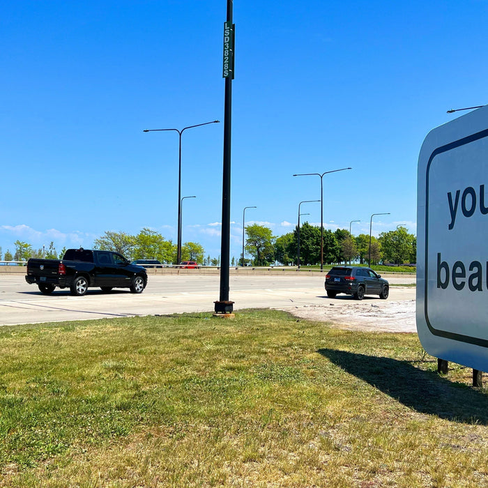 You Are Beautiful installation on DuSable Lake Shore Drive in Burnham Park, Chicago