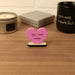 Heart-shaped Valentine mini sculpture with the phrase “you are mine,” styled as a small desk or shelf gift.